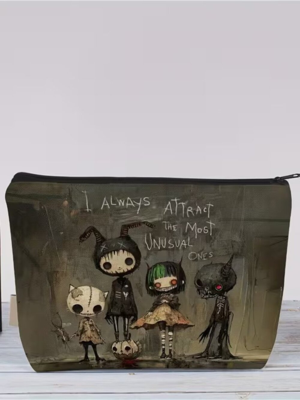 Halloween Gothic Unusual Gothic Monsters Makeup Bag Double-Sided 7"h x 10"w